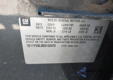 2014 Chevrolet Impala 1Ls z USA, uszkodzony, nr VIN 1G11Y5SL0EU102070